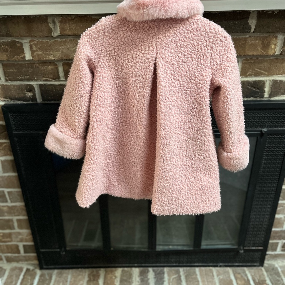 Mayoral girls size 7 bouche faux fur collar pink coat. - Picture 2 of 3